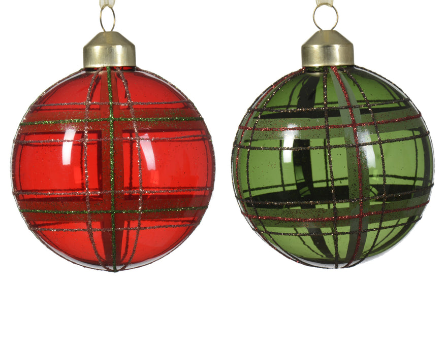 Orn Ball Red/Green with Dark & Glitter Plaid