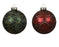 Orn Ball 8cm Green/Red w/Gold