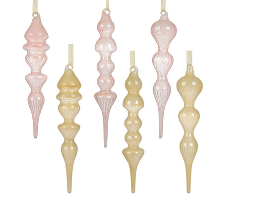 Orn Finial Glass Pink/Ivory
