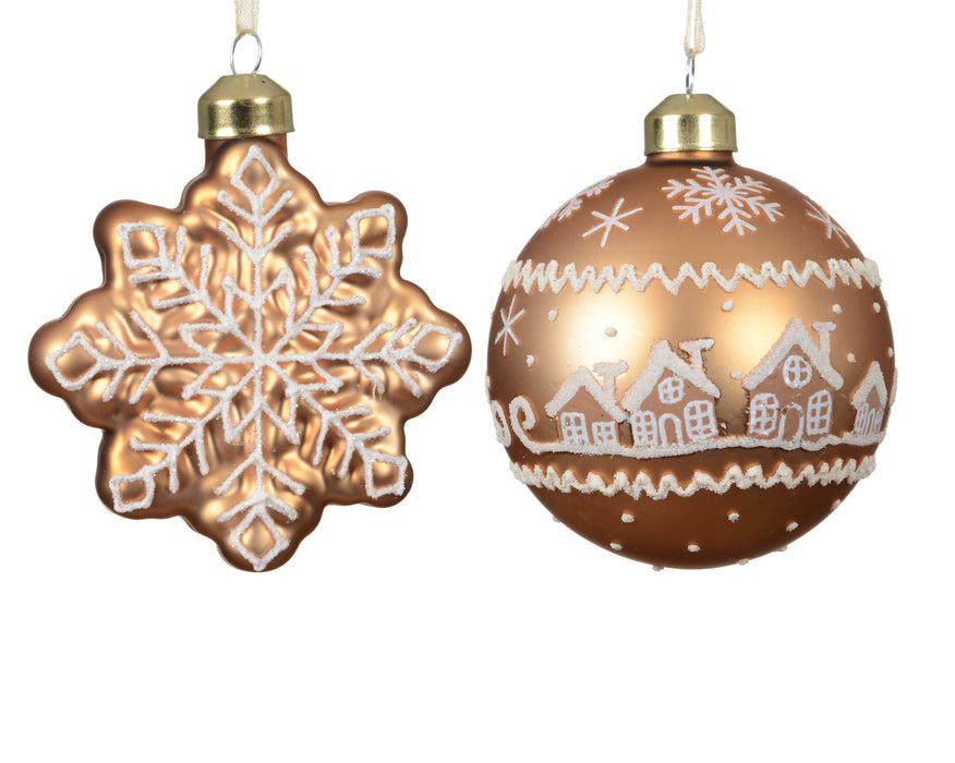 Orn Ball Gingerbread Scene Gingerbread Snowflake