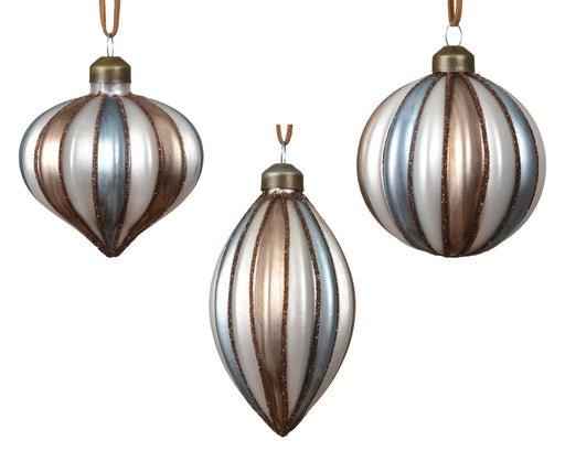 Orn Ball/Onion/Drop Brown/Cream/Blue