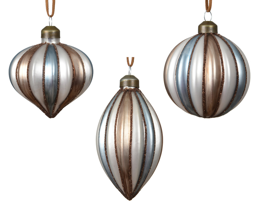 Orn Ball/Onion/Drop Brown/Cream/Blue