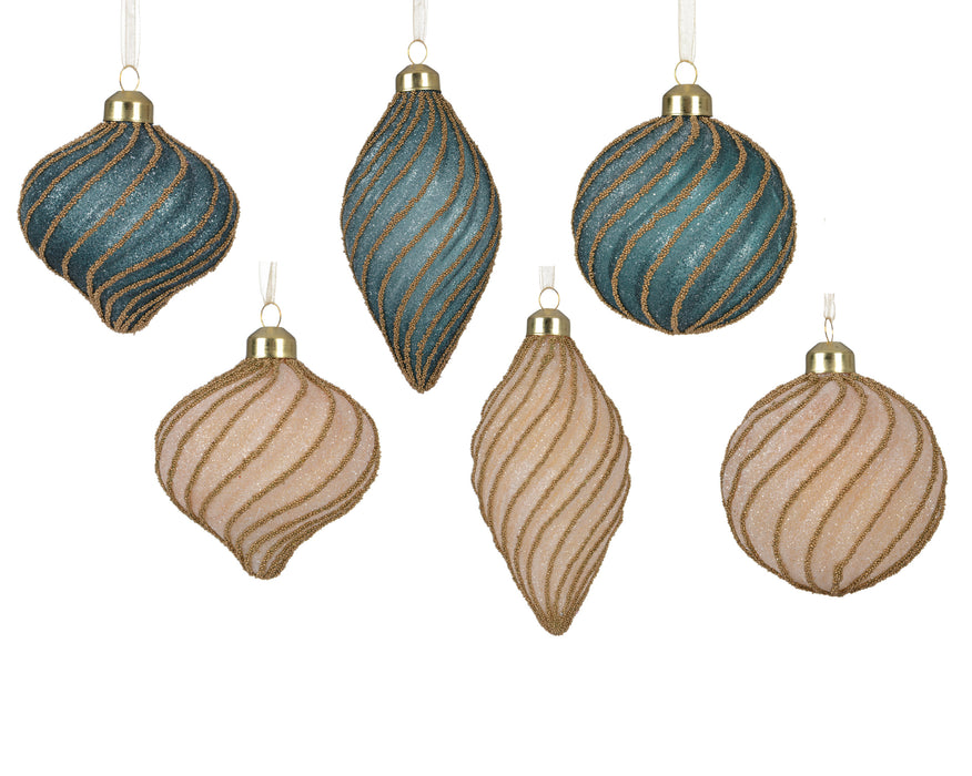 Orn Onion/Finial/Ball Blue/Tan with Amber