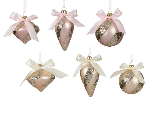 Orn Ball/Onion/Drop Pink/Gold Swirl