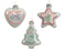Orn White Heart/Tree/Star with Red/Green Design