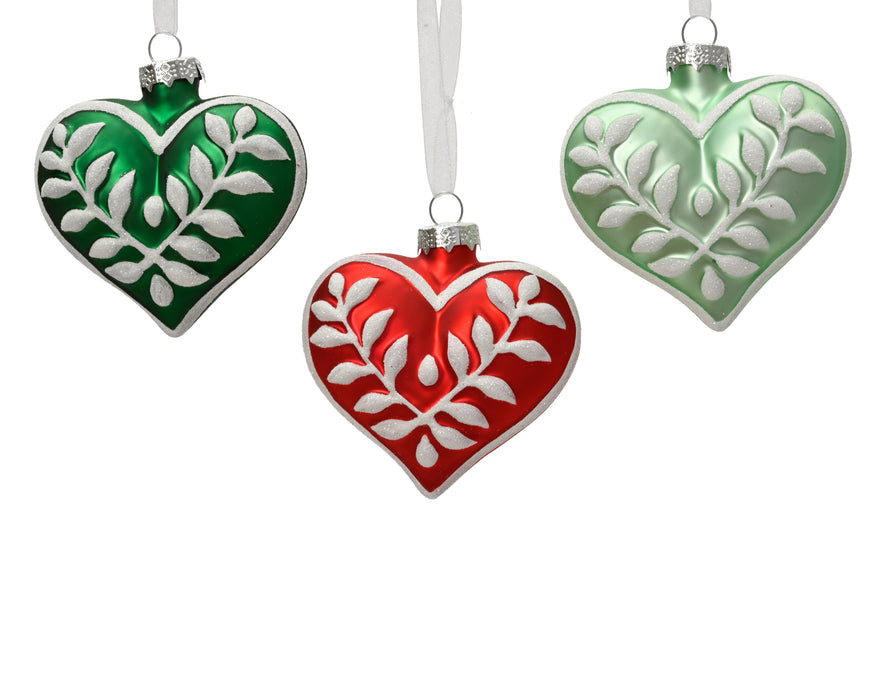 Orn Heart Dk. Green/Lt. Green/Red with White Design