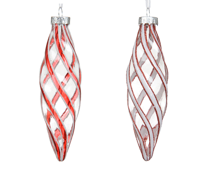 Orn Drop Clear with Red & White