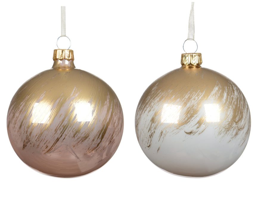 Orn Ball Gold Washed with Pink or White