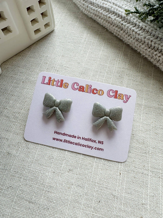 Holiday Bow Studs | Polymer Clay Earrings 