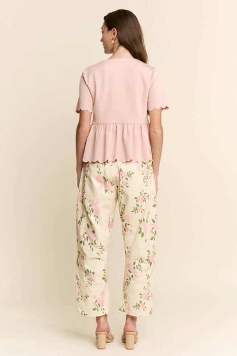 FLORAL PRINT BARREL JEANS