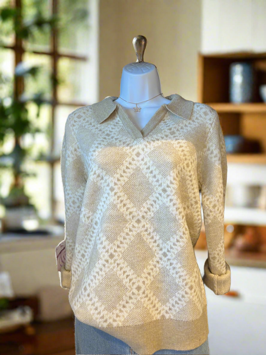 V NECK SWEATER OATMEAL