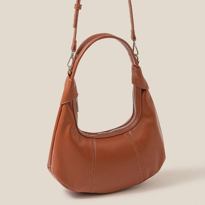 Faux Leather Round Multi Panel Hand Bag