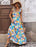 Striped and Floral Sleeveless Maxi Dress