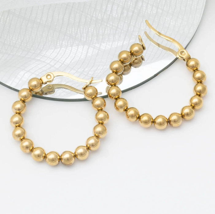 14K Gold Filled PLUS Circle Ball Hoop Earrings