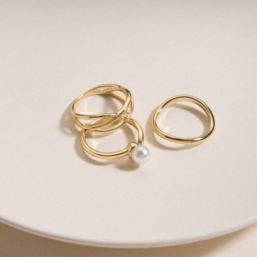 Gold Pearl Accent Ring Set