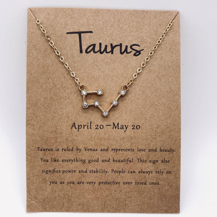 12 Constellations Necklace Inlaid with Rhinestone