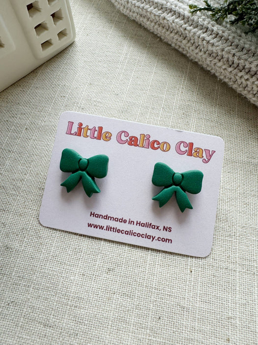 Holiday Bow Studs | Polymer Clay Earrings 