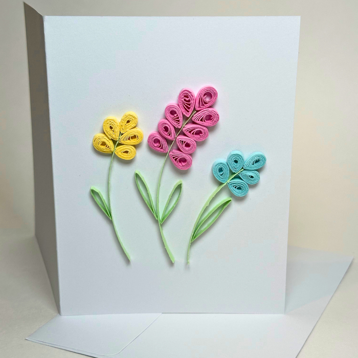 Spring Flower Blossom Pastel Paper Quilled Greeting Card