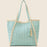 Two Tone Woven Straw Tote Bag