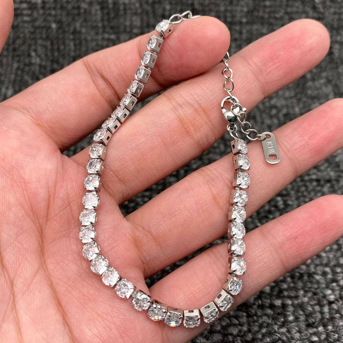 Sparkling Inlay CZ 18K Golden S.Steel Chain Bracelet - FGS