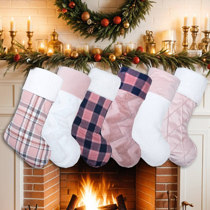 Pink Plaid Christmas Stockings