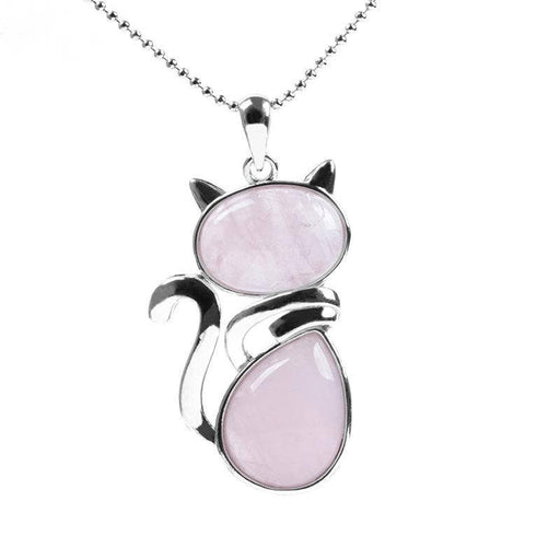 Natural Stone Cat-shaped Pendant Necklace - CS