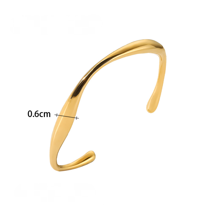 Multi Style 18K Gold Plated Stainless Steel Cuff Bangles-FGS