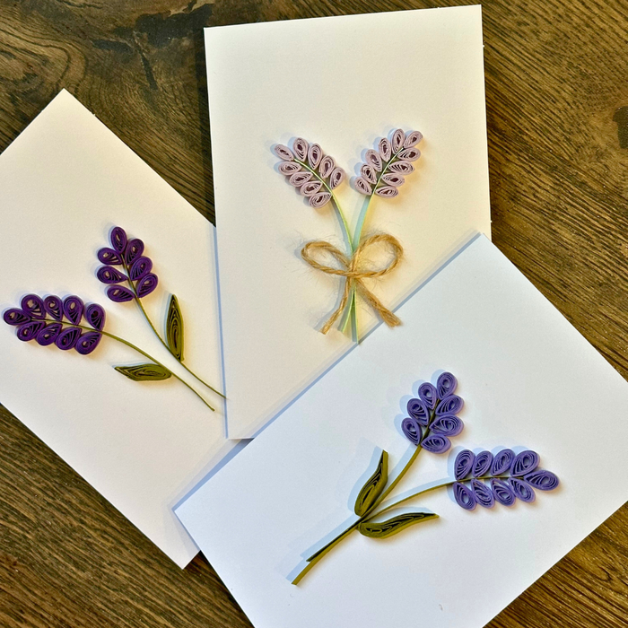 Handmade Quilled Lavender Greeting Card - Unique cards