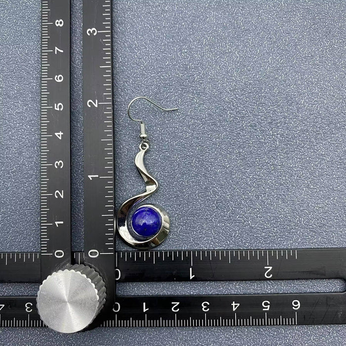 Geometric Dangle Earrings Inlaid with Natural Stone