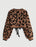 Leopard Print Cropped Sweater with Ribbon Tie