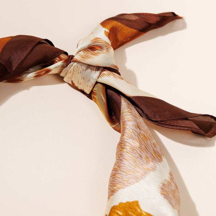Animal Print Polyester Silk-Feel Safari Square Scarf