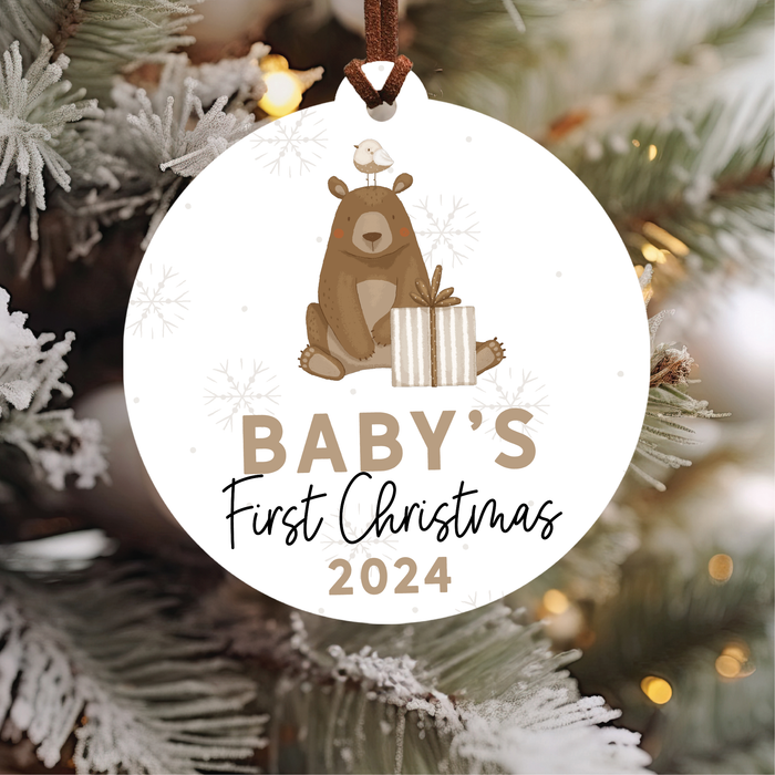 Baby's First Christmas Ornament 2024 | Brown Bear