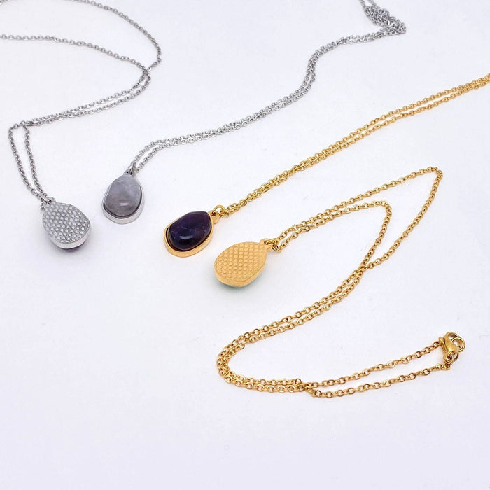 Natural Stone Charm Stainless Steel Necklace