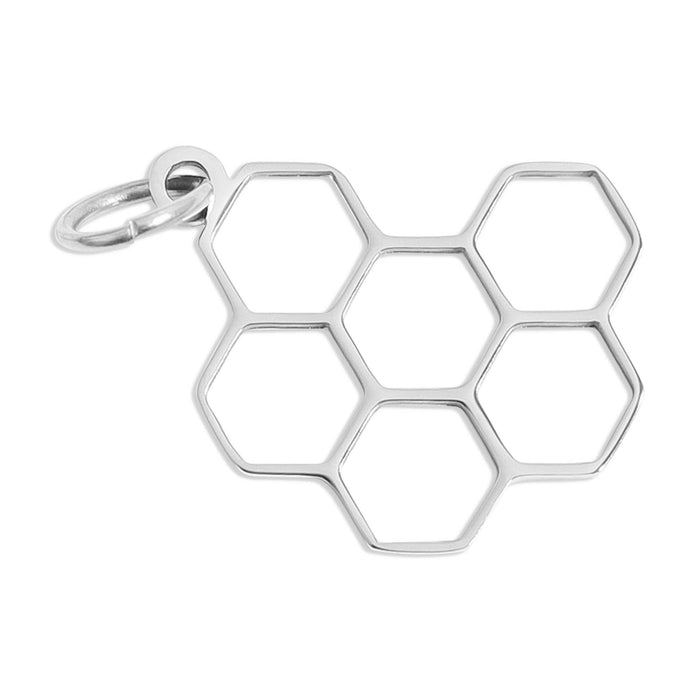 18K Gold PVD Stainless Steel Honeycomb Charm