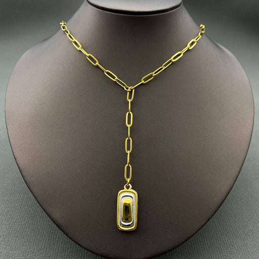 18K Gold Plated S.Steel Sugar Cube Pendant Necklace - FGS