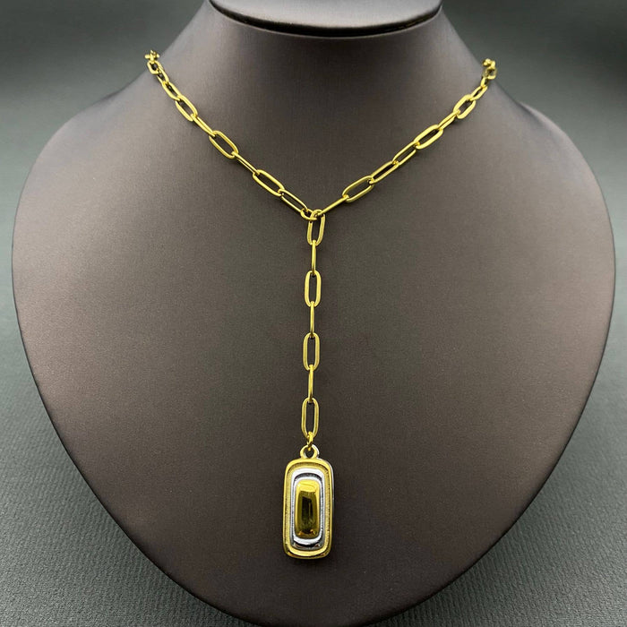 18K Gold Plated S.Steel Sugar Cube Pendant Necklace - FGS