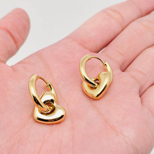 Heart 18K Gold Plated Stainless Steel Huggie Earrings
