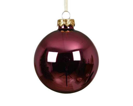 Orn Ball Dark Rose Shiny 8 cm