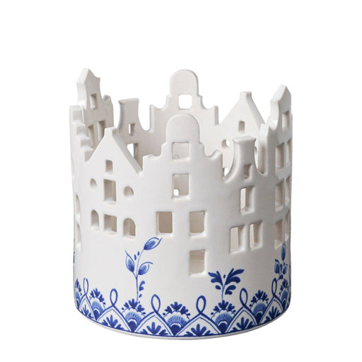 Delft Blue Candle Holder Houses Large