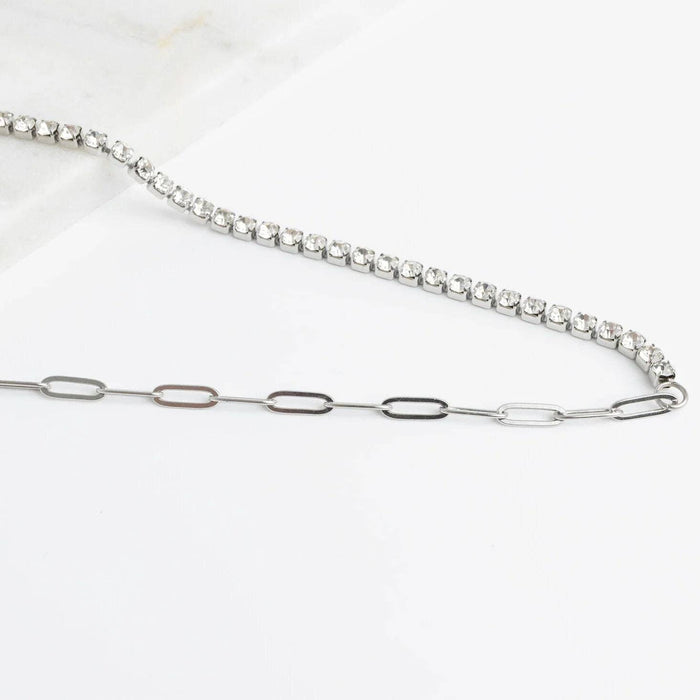 Paperclip Tennis Chain Split Necklace