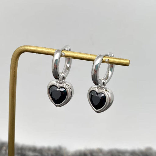 Heart Zircon 18K Golden Stainles Steel Huggie Earrings - FGS