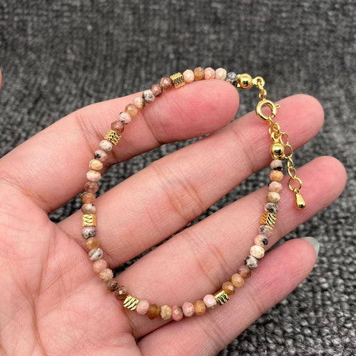 Natural Stone & Pearl Beaded 18K Gold Plated Bracelet