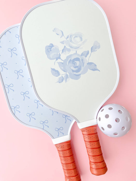 Coquette Blue Rose & Bow Double-Sided Pickleball Paddle