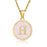 Pink Shell Initial 18K Gold Plated SS Round Charm Necklace