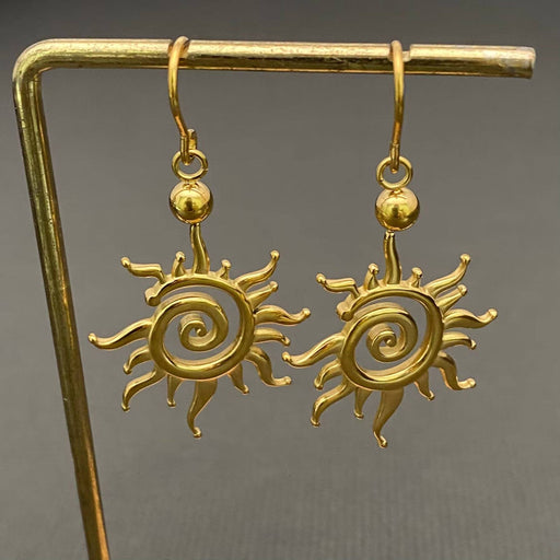 Vortex Sun 18K Gold Plated S.Steel Dangle Earrings - FGS