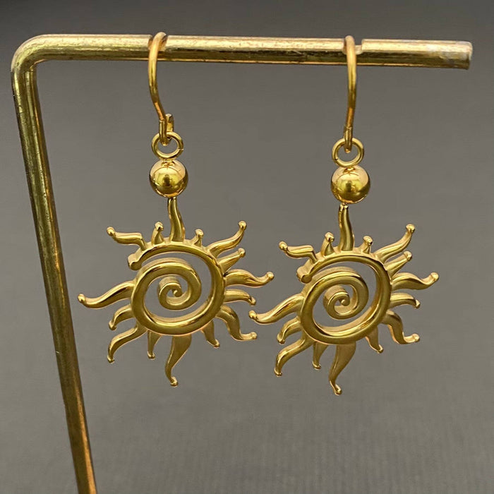 Vortex Sun 18K Gold Plated S.Steel Dangle Earrings - FGS