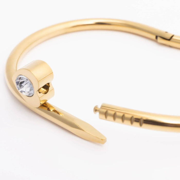 18K Gold PVD Stainless Steel Heart with Stone Bangle