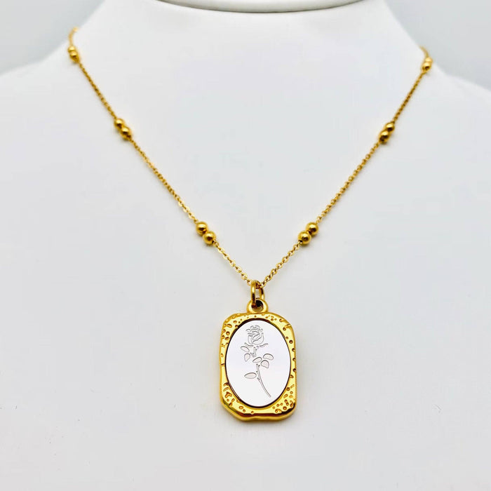 Magic Mirror Rose Stainless Steel Pendant Necklace
