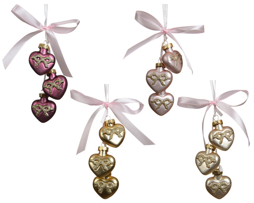 Orn Chain of Hearts Burgundy/Pink/Gold/Silver