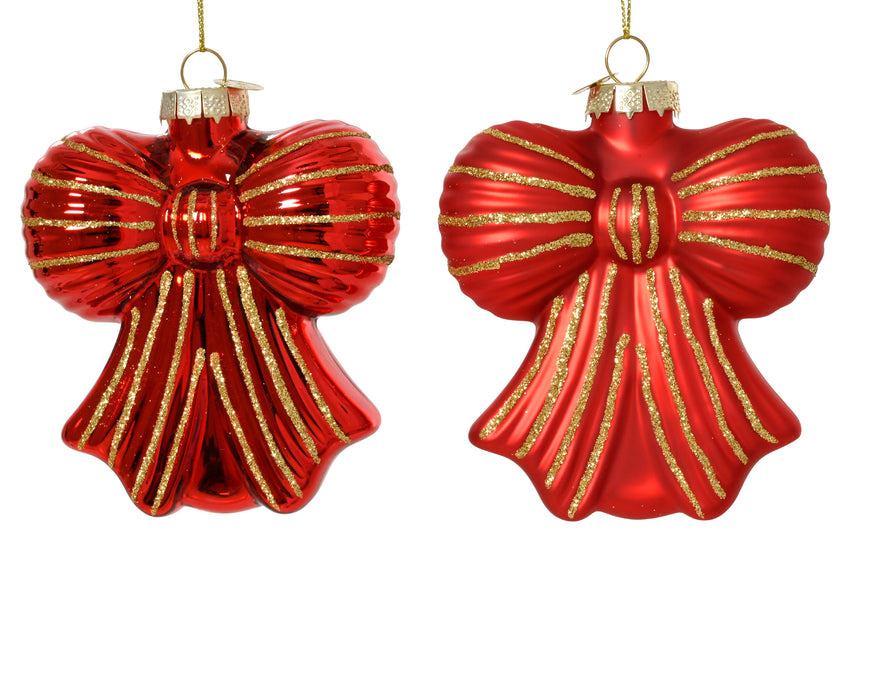 Orn Bow Red with Gold